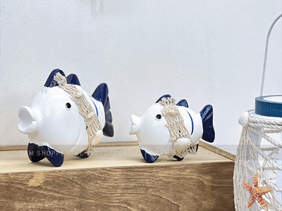 Cá gỗ decor để bàn đế thấp lớn nhỏ [Thủ công - Nhiều kiểu] TCV-CA-03