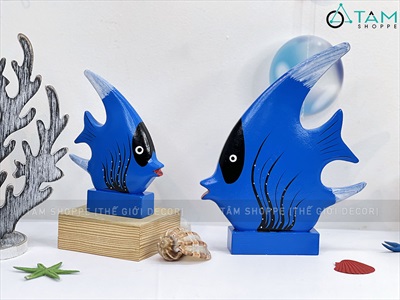 Cá gỗ decor để bàn đế thấp lớn nhỏ [Thủ công - Nhiều kiểu] TCV-CA-03