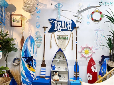 Cây chèo thuyền decor gỗ nâu Beach house [Có khoen treo - Dài 139cm] CAYCHEO-03