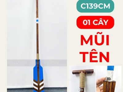 Cây chèo thuyền decor gỗ nâu Beach house [Có khoen treo - Dài 139cm] CAYCHEO-03