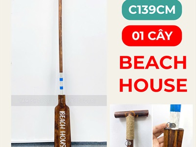 Cây chèo thuyền decor gỗ nâu Beach house [Có khoen treo - Dài 139cm] CAYCHEO-03