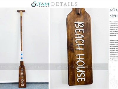Cây chèo thuyền decor gỗ nâu Beach house [Có khoen treo - Dài 139cm] CAYCHEO-03