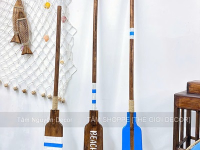 Cây chèo thuyền decor gỗ nâu Beach house [Có khoen treo - Dài 139cm] CAYCHEO-03