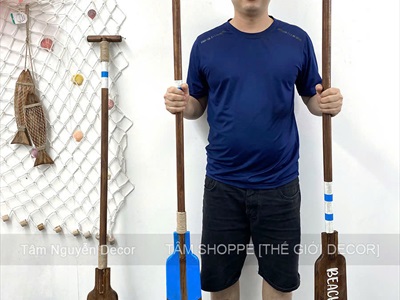 Cây chèo thuyền decor gỗ nâu Beach house [Có khoen treo - Dài 139cm] CAYCHEO-03