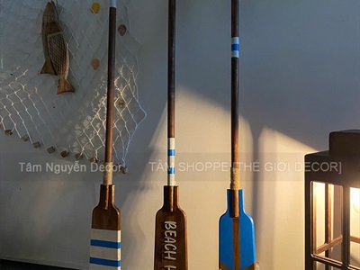 Cây chèo thuyền decor gỗ nâu Beach house [Có khoen treo - Dài 139cm] CAYCHEO-03