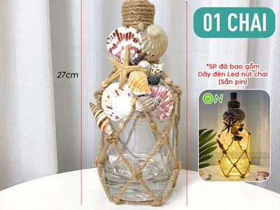 Chai Chivas 18 decor chủ đề biển có đèn led [Sẵn pin - Led vàng ấm] CHAILO-HM-06