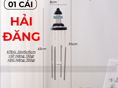 Chuông gió ống nhôm 4 kiểu chủ đề biển [Nhạy gió - Dài 55cm] CHUONGGIO-01