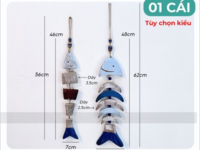 Dây treo cá gỗ kiểu xương phân khúc độc đáo [Thủ công - tỉ mỉ] PKT-BIEN-03