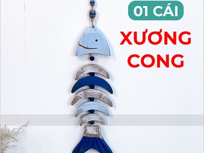 Dây treo cá gỗ kiểu xương phân khúc độc đáo [Thủ công - tỉ mỉ] PKT-BIEN-03