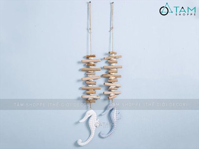 Dây treo cá ngựa xương gỗ dài [Thủ công - Giả cổ] DTR-BIEN-09