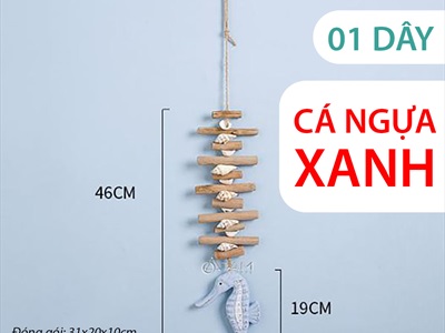 Dây treo cá ngựa xương gỗ dài [Thủ công - Giả cổ] DTR-BIEN-09