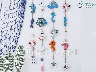 Dây treo sinh vật biển in màu nhiều kiểu [Gỗ - in sắc nét] PKT-BIEN-05