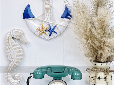 Đồng hồ để bàn mô hình điện thoại cổ điển phong cách biển [Kim loại - tặng Pin] DONGHO-04