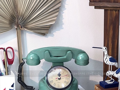 Đồng hồ để bàn mô hình điện thoại cổ điển phong cách biển [Kim loại - tặng Pin] DONGHO-04