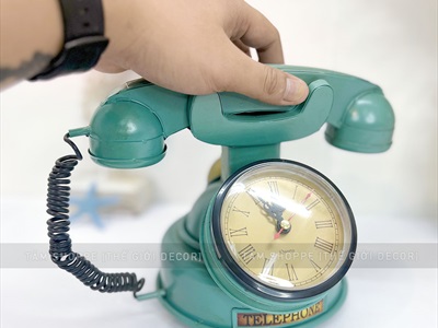 Đồng hồ để bàn mô hình điện thoại cổ điển phong cách biển [Kim loại - tặng Pin] DONGHO-04