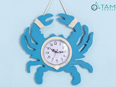 Đồng hồ treo tường hình con cua xanh biển [Gỗ - kèm pin] DONGHO-02