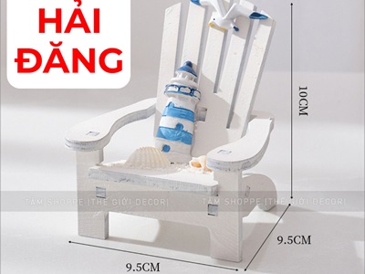 Ghế gỗ mini sò điệp trắng chủ đề biển [Cao 10cm - 4 kiểu] BANGHE-04