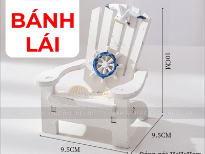 Ghế gỗ mini sò điệp trắng chủ đề biển [Cao 10cm - 4 kiểu] BANGHE-04