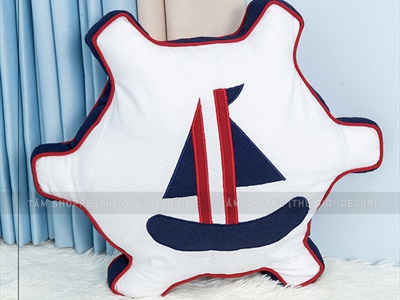 Gối tựa lưng hình bánh lái tàu [Vải canvas - Đặc ruột] GOI-02