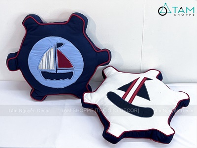 Gối tựa lưng hình bánh lái tàu [Vải canvas - Đặc ruột] GOI-02