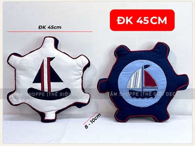 Gối tựa lưng hình bánh lái tàu [Vải canvas - Đặc ruột] GOI-02