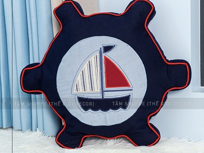 Gối tựa lưng hình bánh lái tàu [Vải canvas - Đặc ruột] GOI-02