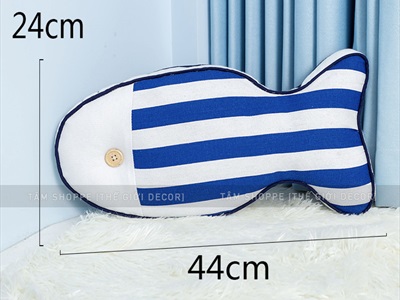 Gối tựa lưng hình con cá sọc ngang [Vải canvas - Đặc ruột] GOI-01
