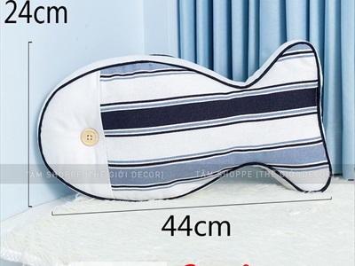 Gối tựa lưng hình con cá sọc ngang [Vải canvas - Đặc ruột] GOI-01