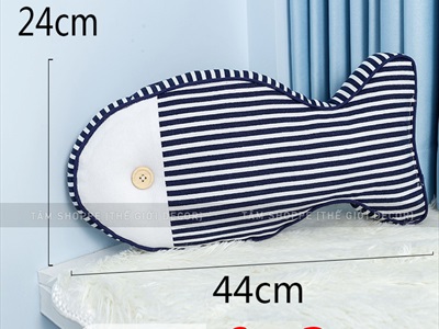 Gối tựa lưng hình con cá sọc ngang [Vải canvas - Đặc ruột] GOI-01
