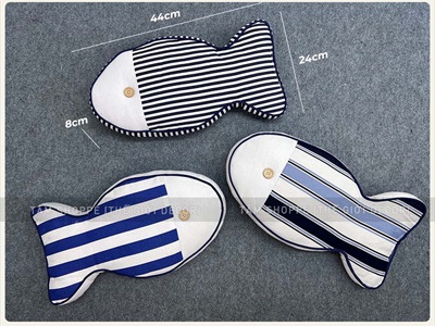 Gối tựa lưng hình con cá sọc ngang [Vải canvas - Đặc ruột] GOI-01