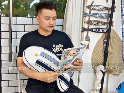 Gối tựa lưng hình con cá sọc ngang [Vải canvas - Đặc ruột] GOI-01