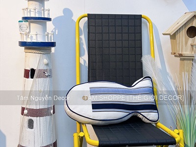 Gối tựa lưng hình con cá sọc ngang [Vải canvas - Đặc ruột] GOI-01