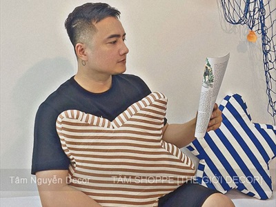 Gối tựa lưng hình ngôi sao sọc chéo [Vải canvas - Đặc ruột] GOI-03