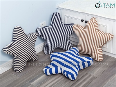 Gối tựa lưng hình ngôi sao sọc chéo [Vải canvas - Đặc ruột] GOI-03
