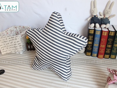 Gối tựa lưng hình ngôi sao sọc chéo [Vải canvas - Đặc ruột] GOI-03
