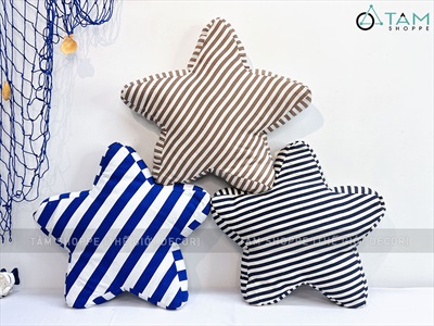 Gối tựa lưng hình ngôi sao sọc chéo [Vải canvas - Đặc ruột] GOI-03