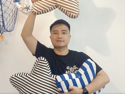 Gối tựa lưng hình ngôi sao sọc chéo [Vải canvas - Đặc ruột] GOI-03