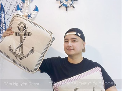 Gối tựa lưng vuông Vintage chủ đề biển [Vải canvas - Có ruột] GOI-04