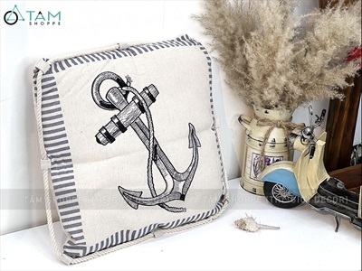 Gối tựa lưng vuông Vintage chủ đề biển [Vải canvas - Có ruột] GOI-04