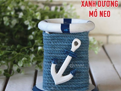 Hộp cắm bút trụ tròn dây cotton chủ đề biển [handmade - cứng cáp] CAMBUT-01