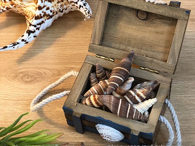 Hộp gỗ giả cổ chủ đề biển 3 size [Handmade - 3 kiểu chọn] HOP-GO-02
