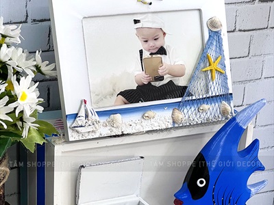 Khung ảnh chủ đề biển CN khung trắng [Khổ ảnh 10x15 - 13x18cm] KHUNGANH-01