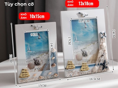 Khung ảnh chủ đề biển CN khung trắng [Khổ ảnh 10x15 - 13x18cm] KHUNGANH-01