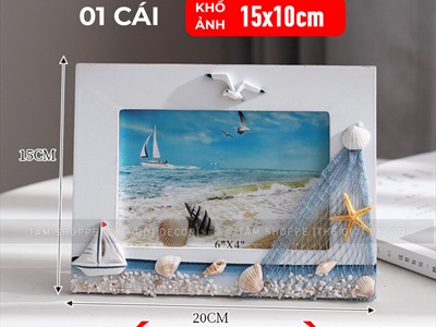 Khung ảnh chủ đề biển CN khung trắng [Khổ ảnh 10x15 - 13x18cm] KHUNGANH-01