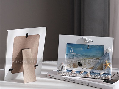Khung ảnh chủ đề biển CN khung trắng [Khổ ảnh 10x15 - 13x18cm] KHUNGANH-01