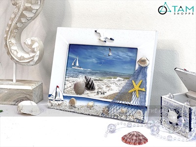 Khung ảnh chủ đề biển CN khung trắng [Khổ ảnh 10x15 - 13x18cm] KHUNGANH-01
