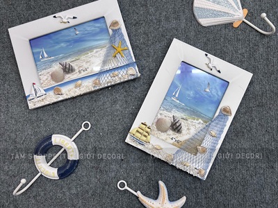 Khung ảnh chủ đề biển CN khung trắng [Khổ ảnh 10x15 - 13x18cm] KHUNGANH-01
