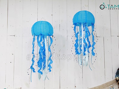 Lồng đèn vải hình con sứa trang trí [Handmade - Xếp gọn] LDEN-VAI-10