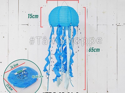 Lồng đèn vải hình con sứa trang trí [Handmade - Xếp gọn] LDEN-VAI-10