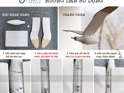 Mô hình chim hải âu gỗ tự vỗ cánh bay [Dễ lắp - hiệu ứng đẹp] TCV-HAIAU-01